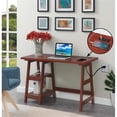 thumbnail image 2 of Pemberly Row Trestle Desk w/ Charging Station in Cherry Wood Finish w/ Shelves, 2 of 7