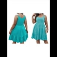 thumbnail image 3 of Vestido Holgado para Mujer, de Gran Tamaño, con Hombros Descubiertos, Elegante, Liso, Azul XL, 3 of 7