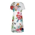 thumbnail image 5 of USSUMA Short Sleeve Sundresses for Women Floral Printed Midi Beach Party Dresses Knee Length A Line Flowy Swing Sun Dresses Women's Summer Casual V-Neck Dress Wedding Guest, 5 of 5