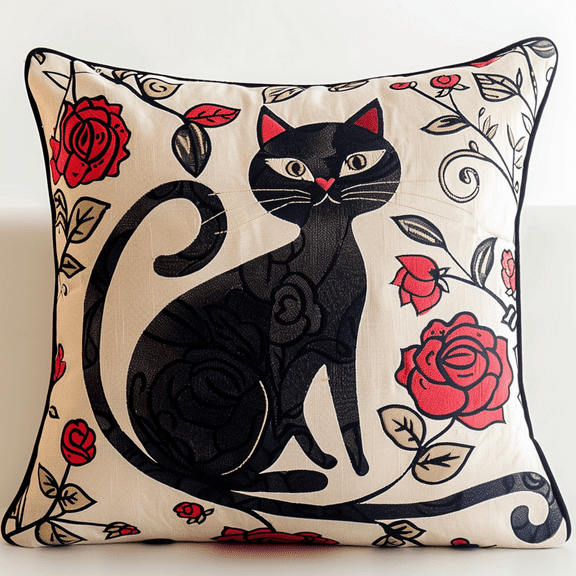 Cat Cross Stitch Pillow Kit DIY , 45X45CM , Cross Stitch Kits for Beginner (11 Count)