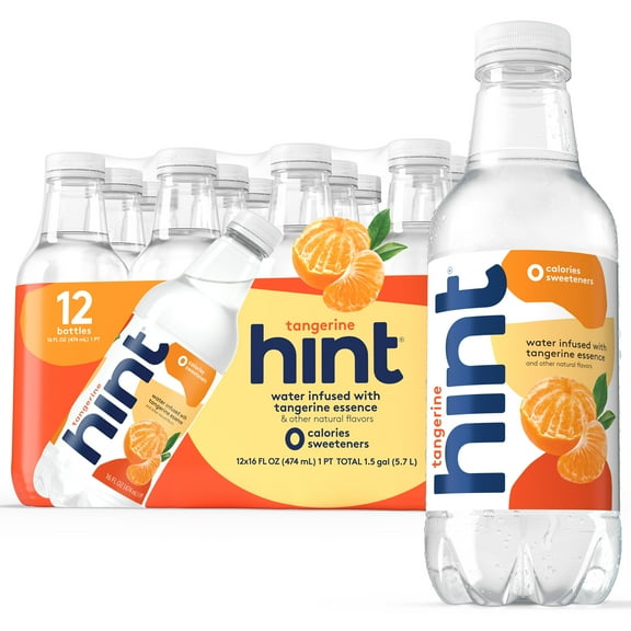 Hint Bottled Water, Tangerine- Purified Flavored Water with Zero Calories, Sugar Free, Natural Flavors - 16 Fl Oz (Pack of 12)