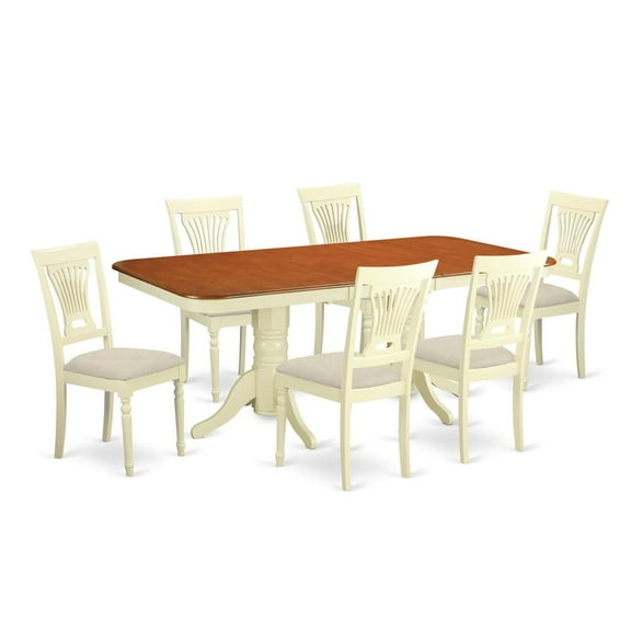 East West Furniture Napoleon 7-piece Wood Dining Table and Chair Set in Cherry
