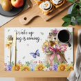 thumbnail image 2 of Spring Groundhog Placemats Set of 4, Watercolor Sunflower Botanical Butterfly Placemats for Dining Table, Place Mats for Kitchen Tabletop, Waterproof Wipeable Dining Table Mats Set, 2 of 9