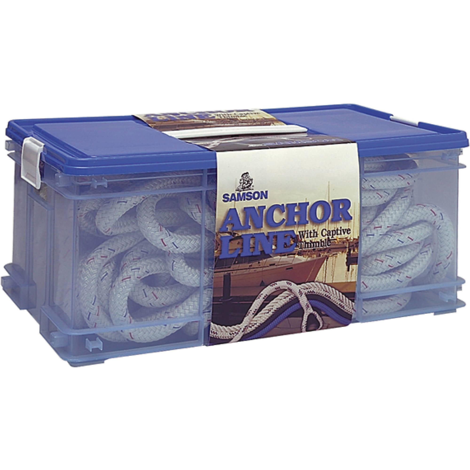 Samson SuperStrong Braided Nylon Anchor Line, White with Blue and Red ...