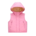 thumbnail image 5 of Toddler Girl Puffer Vest Sherpa Lined Fleece Lined Hooded Sleeveless Gilet Zip Snap Winter Warm Outerwear Waistcoat with Zipper Pockets for Kids, 5 of 8
