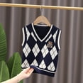 thumbnail image 2 of Bovxnpu Toddler Boys Girls Fall Winter Jacket, Boys Knitted Vest Sweaters, Fashionable Boy Casual Knitted Waistcoat Warm Knitted Sweater V-neck Sweater, 2 of 4