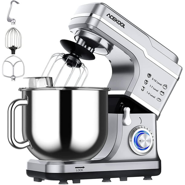 Stand Mixer 7.5QT 10-Speed 660W Tilt-Head Kitchen Electric Food Cake Mixer with Stainless Steel Bowl, Whisk, Dough Beater & Splash Guard, Silver - Walmart.com