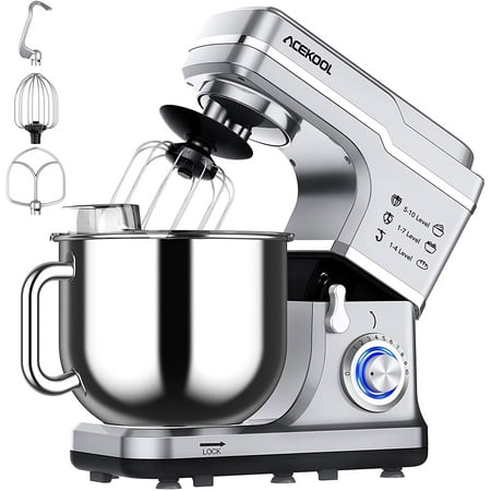 

Stand Mixer 7.5QT 10-Speed 660W Tilt-Head Kitchen Electric Food Cake Mixer with Stainless Steel Bowl Whisk Dough Hook Beater & Splash Guard Silver