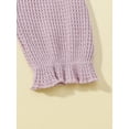 thumbnail image 6 of Seyurigaoka Infant Baby Fall Romper Long Sleeve Round Neck Button Down Waffle Knit Jumpsuit for Toddler Kids, 6 of 8