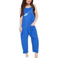 thumbnail image 3 of Wdgfv Combinaison Décontractée Sans Manches pour Filles, Bretelles Spaghetti, Barboteuse Ample, Pantalon Long avec Poches, Bleu, 4-5 Ans, 3 of 5