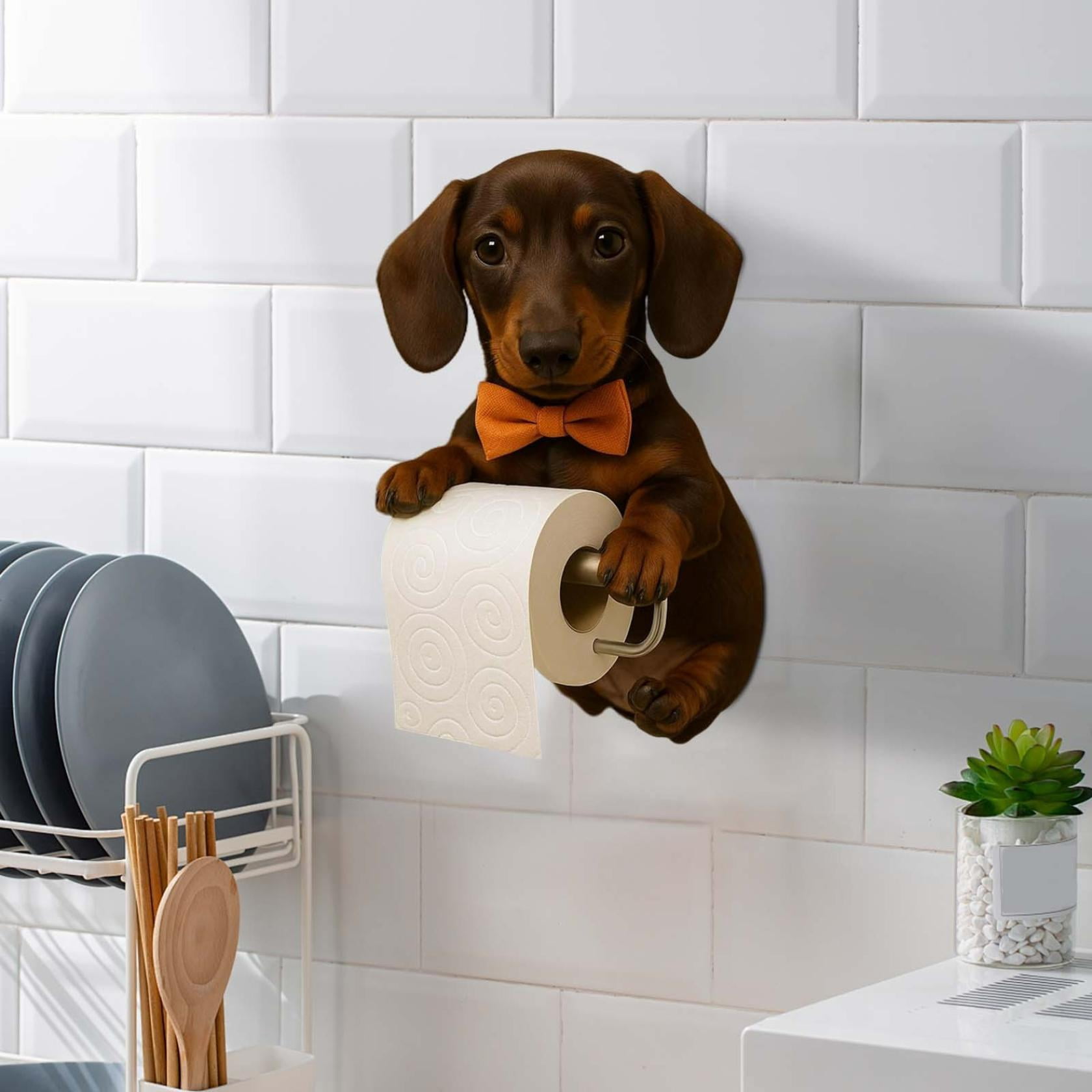 2025 New Dogs Toilet Roll Holder Series,Super Realistic Puppies Eyes On You Tissue Rack,3D Resin Cute Dog Towel Rack,Wall Mouted Toilets Paper Storage Dispenser for Home Bathroom Kitchen,Dachshund