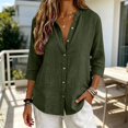 thumbnail image 3 of Stralyhd 3/4 Sleeve Tops for Women Summer Button Down Shirts Dressy Casual V Neck Top Loose Fit Travel Vacation Henley Blouse Army Green M, 3 of 4