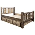 thumbnail image 5 of Homestead Collection King Storage Bed w/ Laser Engraved Wolf Design, Stain & Clear Lacquer Finish, 5 of 10