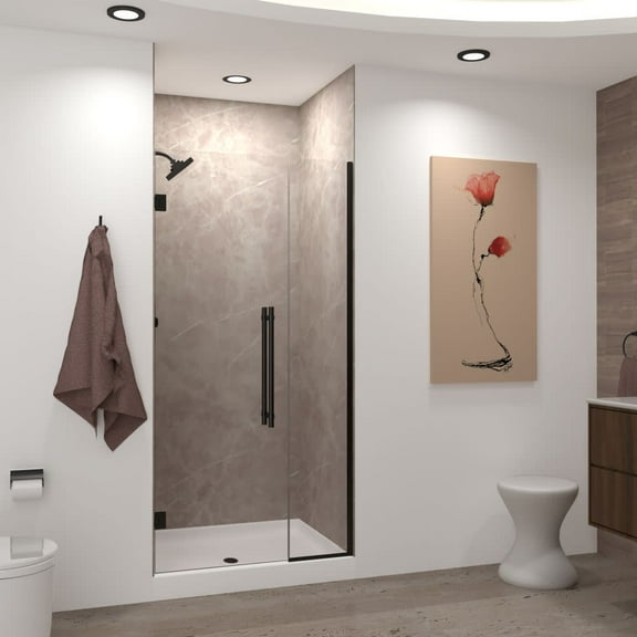 Transolid Ehtb435257610c-Bk Elizabeth 76" High X 43-1/2" Wide Hinged Semi Frameless Shower