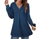 thumbnail image 1 of Sudadera con capucha para mujer, suave, cómoda, informal, holgada, con cuello en V, con capucha, manga larga, camiseta superior, 1 of 6