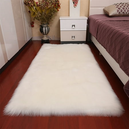 60 120 White Woolen Bedside Room Carpets Bedroom Imitation Wool Area Rugs Floating Window Long Hair Mat Living Room Window Nursery Rugs
