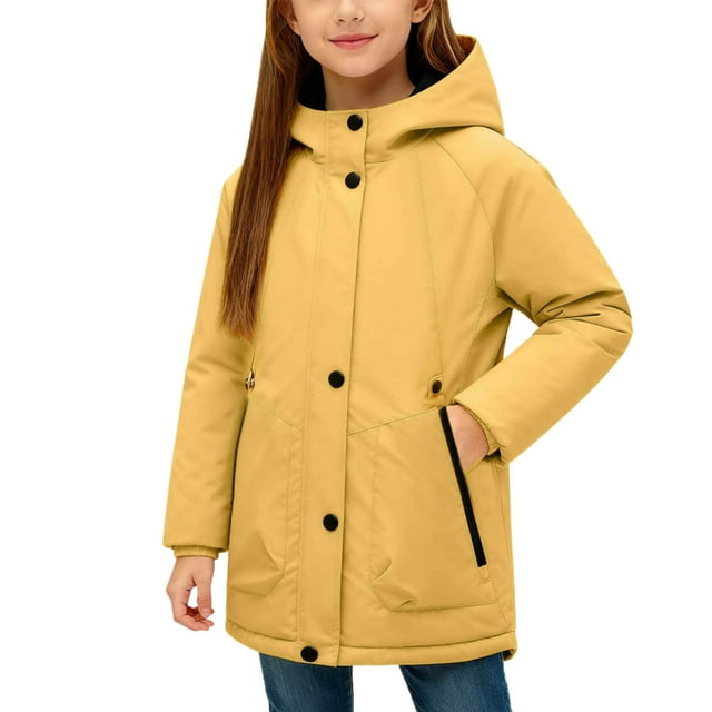 COM1950s Children's & Adults' Mid Length Hooded Jacket: Solid Color, Zipper, Thickened, Pockets, Warm, Casual