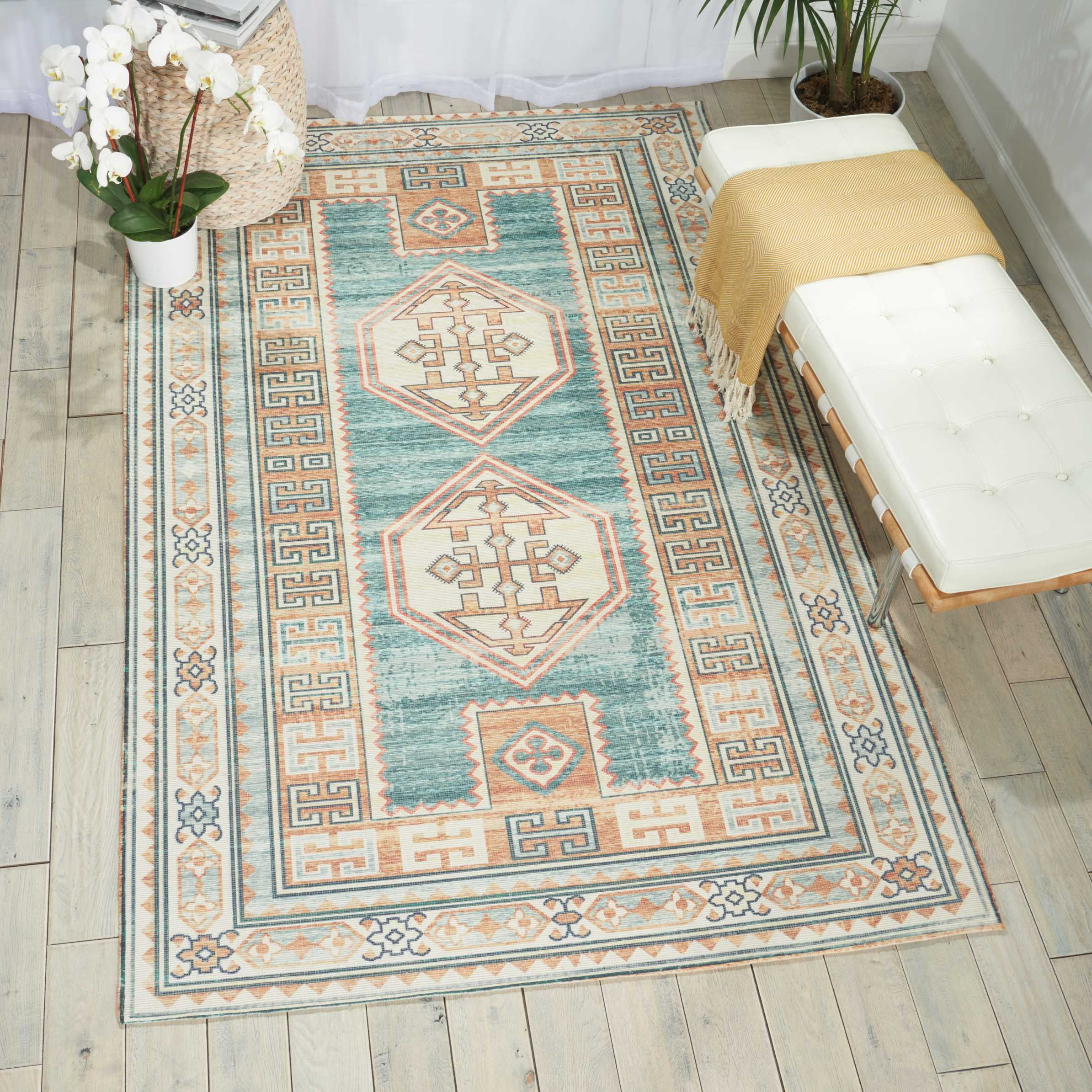 Nourison Madera Tribal Teal Green Area Rug