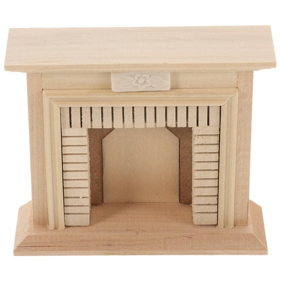 Raindrops Beige Dollhouse Fireplace Wood Miniature Accessory 1 Set for Crafting and Collecting