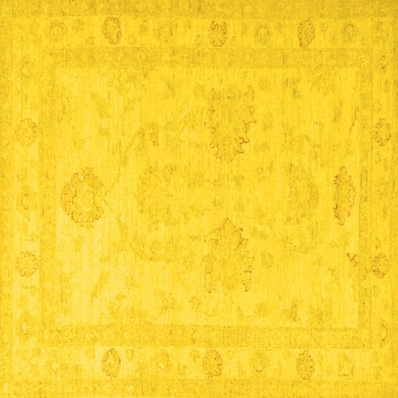 Ahgly Company Machine Washable Indoor Square Persian Yellow Traditional Area Rugs, 7' Square