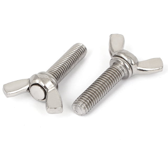 Unique Bargains M8 x 30mm Male Thread 304 Stainless Steel Butterfly Wing Screws Bolts 2 Pcs