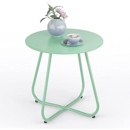 Steel Patio Side Table, Outdoor Weather Resistant Coffee End Table with ...