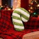 thumbnail image 4 of Candy Cane Cojín de sofá suave Verde 19,6 pulgadas Decorativo con forma de caramelo, 4 of 7