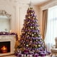thumbnail image 4 of Árbol de Navidad de lana a rayas de colores de 2,2 m | 6 opciones de color: azul, dorado, rojo, morado, rosa fuerte y verde | Decoración navideña para interiores, hogar, oficina y fiestas, 4 of 5