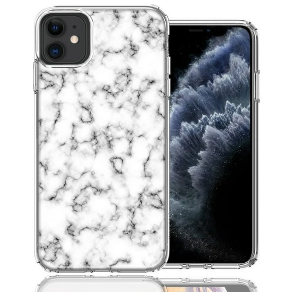 MUNDAZE For Apple iPhone 12 Mini White Grey Marble Design Double Layer Phone Case Cover