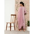 thumbnail image 5 of Janasya Indian Women's Mauve Poly Silk Floral Embroidery Kurta with Pant and Dupatta, 5 of 6