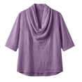 thumbnail image 4 of Ayolanni Cotton Blouses for Women 3/4 Sleeve Solid Cowl Neck Blouse Daily Casual Fitted Shirts Women's Tops, Tees & Blouse Purple XL, 4 of 6