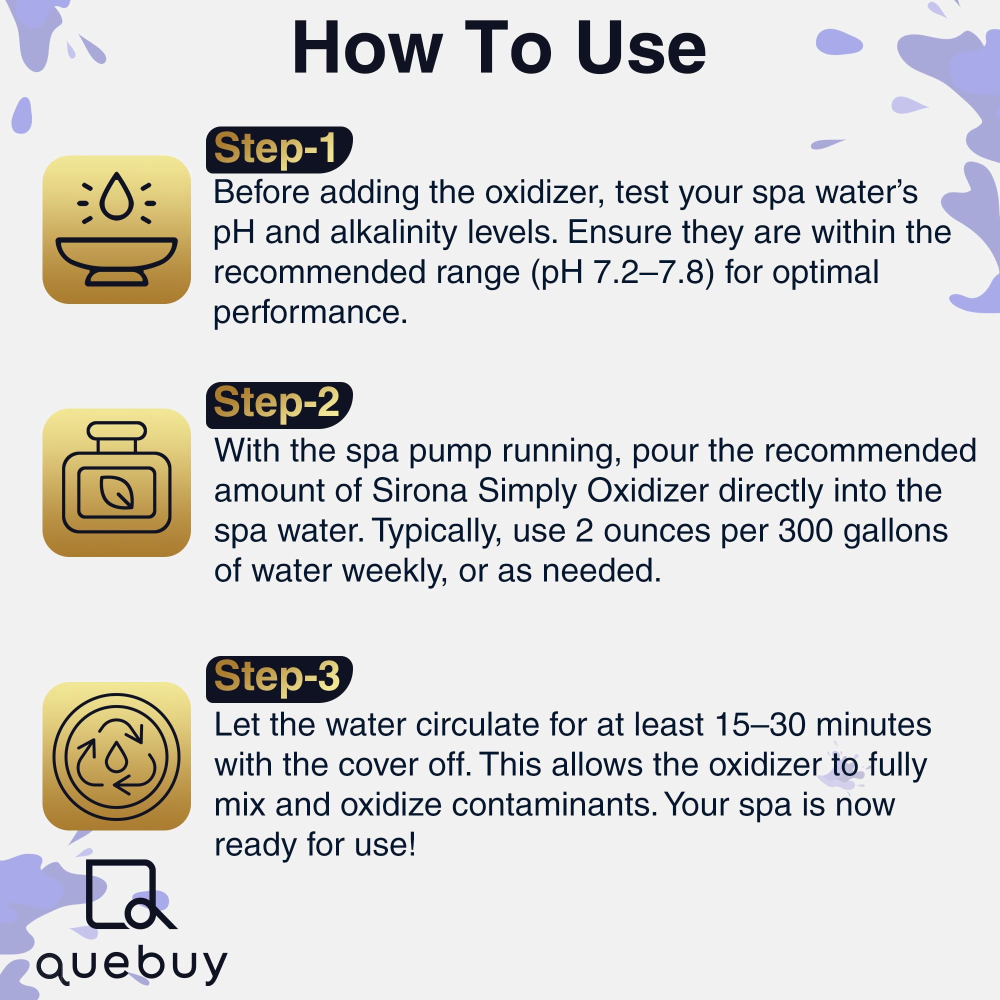 Sirona Spa Care Simply Oxidizer 1 Qt - Chlorine-Free & Bromine-Free + QueBuy Pool Log Book
