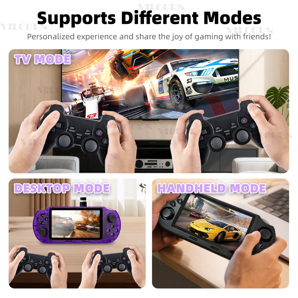VILCORN SF3000 HD Handheld Game Console, Portable, for PS1 GBA SNES Emulator, Supports TV Output
