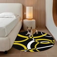 thumbnail image 3 of Round Area Rugs Collection 8 Ft, Yellow Geometric Non-Slip Residential Carpet, Modern Abstract Simple Lines Black Indoor Crawling Mats Runner Rugs for Living Room/Dining Room/Bedroom, 3 of 8