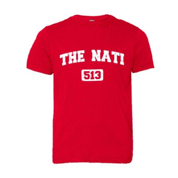 PleaseMeTeesâ„¢ Youth Cincinnati 513 The Nati Area Code Distressed HQ Tee