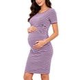 thumbnail image 2 of Bixock Maternity Midi Dress Crew Neck Short Sleeve Wrap Baby Shower Pregnancy Dresses for Photoshoot Maternity Outfits Summer Clothings, 2 of 8