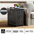 thumbnail image 3 of FAGAGA End Table with 3 Drawers for Living Room,Nightstand Sofa Side Table with Charging Station,Black, 3 of 8