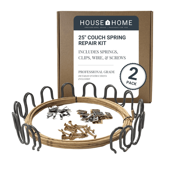 25" Upholstery Spring Replacement Kit- 2pk Springs, Clips, Wire w/ Instructions