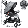 thumbnail image 4 of Carriola para Bebé Ligera y Plegable Asiento Reclinable Cinturón de 5 Puntos Charola Toldo Apta desde 6 Meses Hasta 18 kg - Gris, 4 of 6