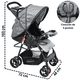 thumbnail image 4 of Carriola para Bebé Ligera y Plegable Asiento Reclinable Cinturón de 5 Puntos Charola Toldo Apta desde 6 Meses Hasta 18 kg - Gris, 4 of 6