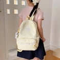 thumbnail image 6 of Sweet Polka Dot Backpacks Large Capacity Cute Lace Trim Backpack Soft Nylon Schoolbag Outdoor Travel Trip Backpack (Yellow), 6 of 11