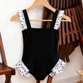 thumbnail image 7 of LIIPEE Girls One-Piece Swimsuits Kids Casual Summer Black And White Dots Print Bowknot Decoration Ruffle Triangle Swimwear Cute Fashion Pool Beachwear,6-7 Years, 7 of 7