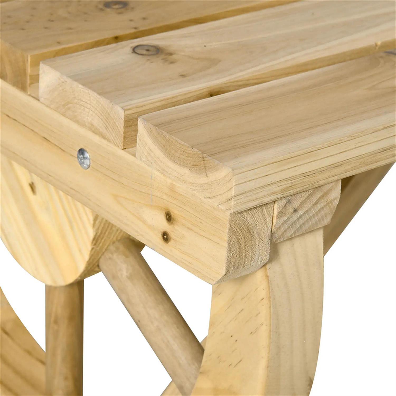 Demi Bonn 2-Person Patio Garden Bench Wooden Wagon Wheel Porch Bench, Outdoor Benches Furniture with Slatted Seat for Backyard, Park, Lawn, Yard, Brown