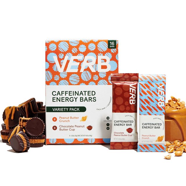 Verb Energy - Caffeinated Energy Bars Chocolate Sea Salt 90-Calorie Energy Snack Bar - Nutrition Bars - Vegan Snacks - Gluten Free Breakfast Bars with Organic Green Tea, 26g (Pack of 16)