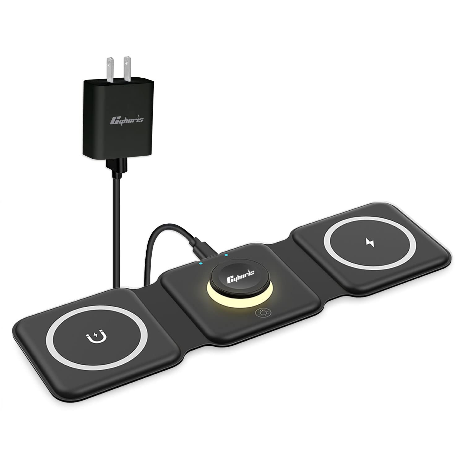 CYBORIS Wireless Charger 3 in 1, 15W Fast Charging Station
