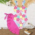 thumbnail image 2 of NIEWTR Girls Swimsuit Size 7-18 One Piece Bathing Suit with Cover Up Skirt Crossback Kids Girls' Swimwear for Beach(Hot Pink,10Y), 2 of 8