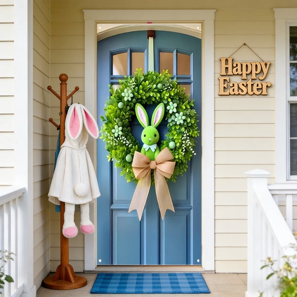 Decoraciones de Pascua, adornos de Pascua, regalos de Pascua, cortina de puerta de Pascua, decoración de conejos y huevos de Pascua, cubierta de puerta de festival, cubierta de puerta de fibra de poli