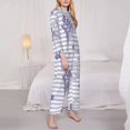 thumbnail image 4 of Disketp Pajamas Set Long Sleeve Sleepwear Womens Button Down Nightwear Pj Sets-Stripes And Sprigs Of Lavender, 4 of 9