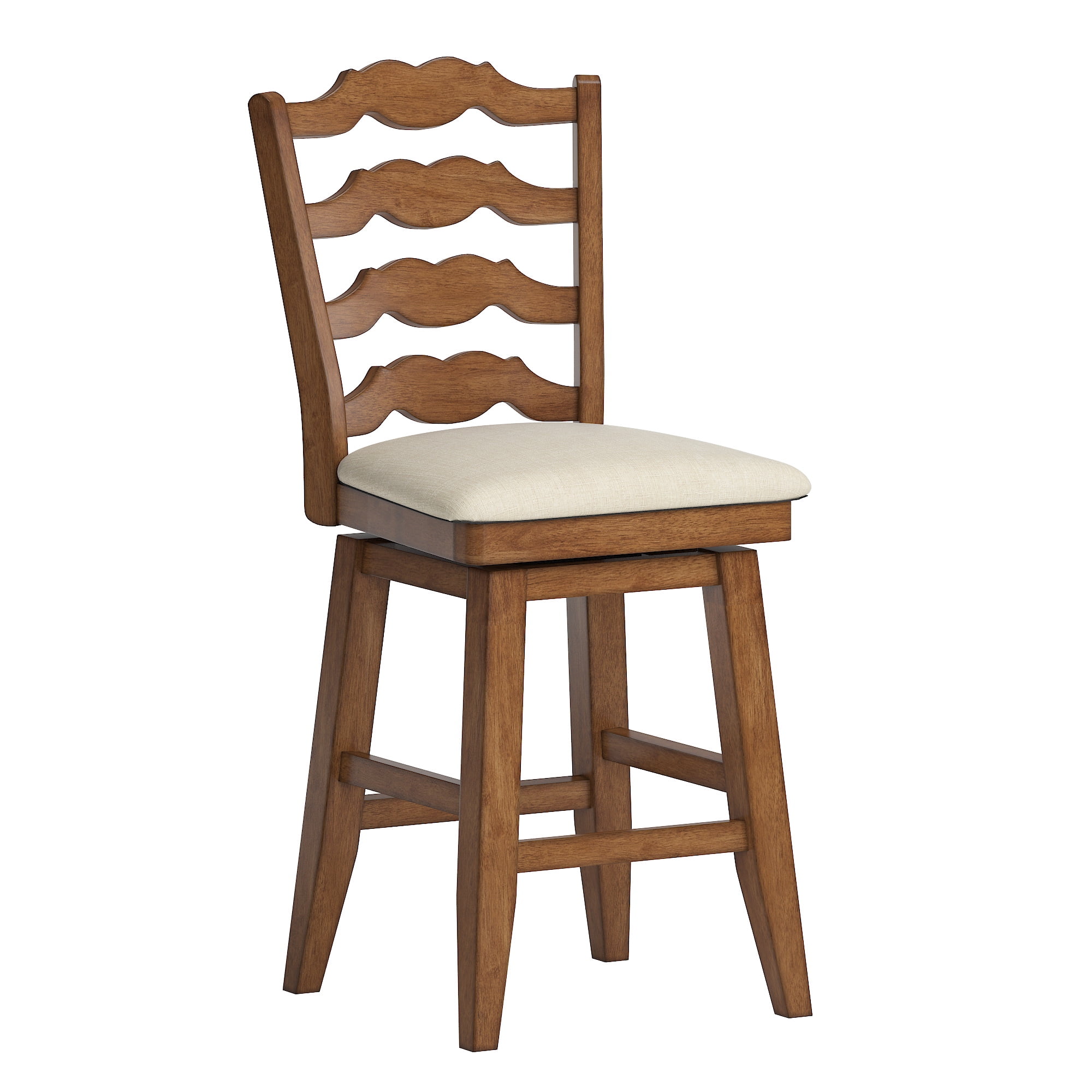 Weston Home Sheena Ladder Back 24" Wood Swivel Counter Stool, Antique Oak
