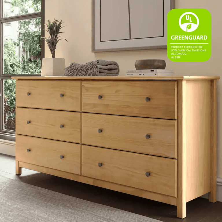 Grain Wood Furniture Shaker 6 Drawer Dresser Solid Pine Wood Natural